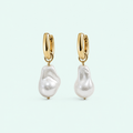 Barroque Pearl Hoop Earrings - BisuTrendy