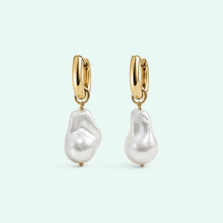 Barroque Pearl Hoop Earrings - BisuTrendy